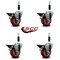 Service Caster 3.5'' Red Poly Swivel 7/8'' Expanding Stem Caster Set with Brake, 4PK SCC-EX20S3514-PPUB-RED-PLB-78-4 - alternate 4